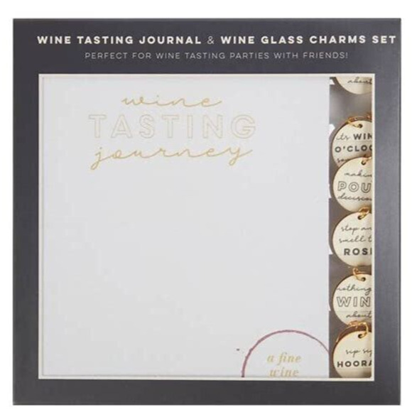 Wine Tasting Journal & Wine Glass Charms Set for Wine Tasting & Parties 6 Charms - Picture 1 of 8